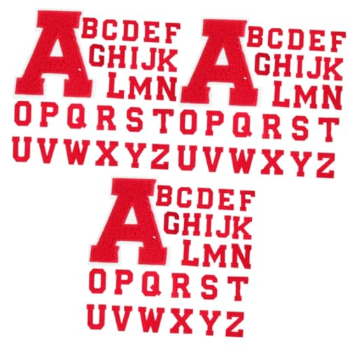 jojofuny 3 Sätze Brief Sticklogo Gestickte Aufnäher Für Bekleidungsstücke Jacke Flicken Nähen Flicken Für Kleidung Flecken Bestickt Dekorativ Patch Handtuchstickerei Rot 26 Stück * 3 von jojofuny