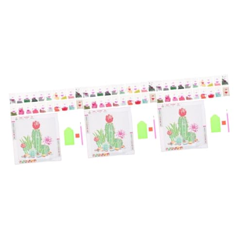 jojofuny 3 Sätze Diy Kreuzstich Set mit Kaktus Muster für Anfänger Komplettes Stickerei Kit für Diy Projekte zur Raumdekoration ohne Rahmen von jojofuny