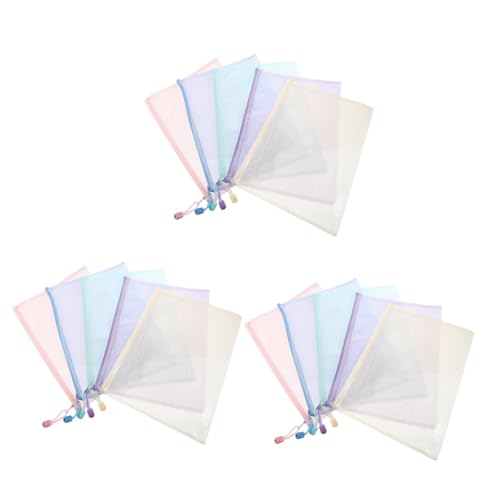 jojofuny 3 Sätze Farbige Aufbewahrungstasche Beutel Reißverschlusstasche Bildungsbedarf Fall Document Bag Netzsack Durchsichtige Papiertasche Dokument-organizer-tasche Nylon 5 Stück * 3 jojofuny 3 Sätze Farbige Aufbewahrungstasche Beutel Reißverschlusstasche Bildungsbedarf Fall Document Bag Netzsack Durchsichtige Papiertasche Dokument-organizer-tasche Nylon 5 Stück * 3 von jojofuny
