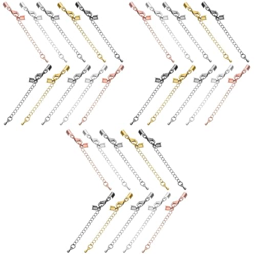 jojofuny 3 Sätze Kettenverlängerungen Mit Karabinerhaken Verschlusskappen Für Schmuckherstellung Für Armbänder Und Diy Projekte Verarbeitet Und Einfach Zu Handhaben 10 Stück * 3 von jojofuny