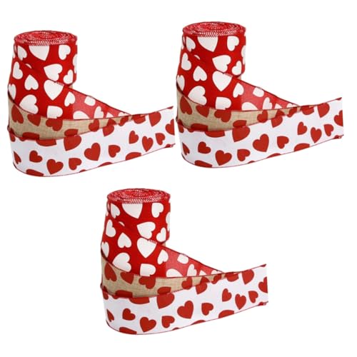 jojofuny 3 Sätze Liebesband Verdrahtet Herzen Wickelband Dünn Rosa Schleife Seidenband Ribbon Geschenkpakete Bandfeile Dekoband Valentinstag Band Valentinstag Bänder Eisendraht 3 Rollen * 3 von jojofuny