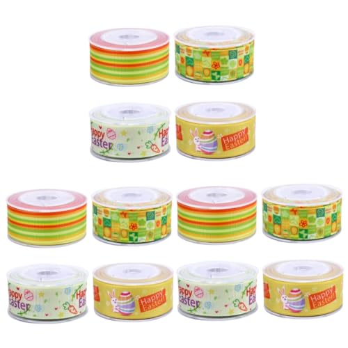 jojofuny 3 Sätze Osterband Fadenspule Dekoband Ostern Verkleidung Geschenkverpackungen Geschenkpaket Spitzenband Party Dekorband Kopfschmuck Diy Band Diy Band Zubehör Polyester 4 Rollen * 3 von jojofuny