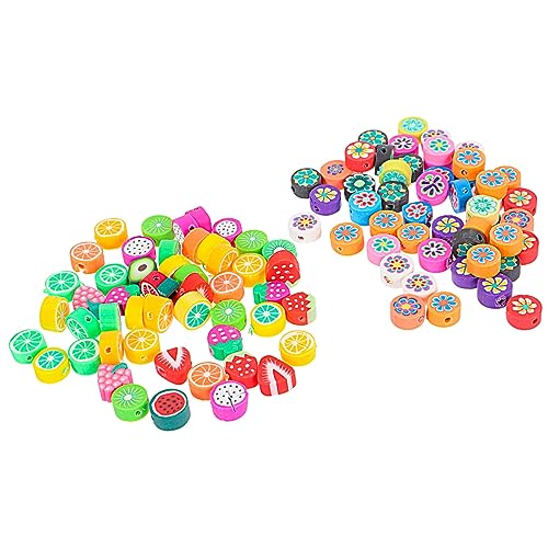 jojofuny 3 Sätze Themen Polymer Clay Perlen Handgemachte Perlen Für Schmuckherstellung Diy Armbänder Und Cartoon Früchte Design Gemischt 100 Stück * 3 von jojofuny