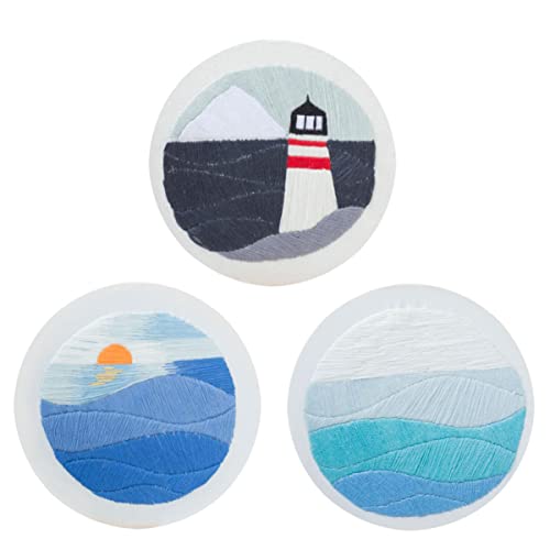 jojofuny 3 Satz Teiliges Stickerei Zubehörset für Anfänger Diy Punch Set mit Nadeln Fäden und Stoff für Kreative Handarbeiten für Erwachsene ohne Stickrahmen Stil von jojofuny