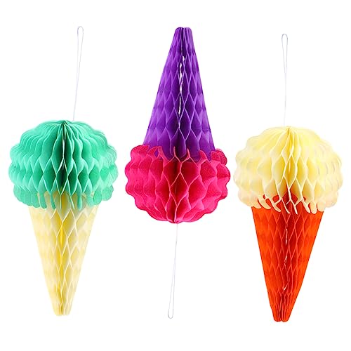 jojofuny 3 Stück 8 Eiskamm- Papierwaben Dekoration Mit Papierfächern Girlanden Wabenpapierkugeln Hawaiianischer Bommel Party Hängender Wirbel Europäisch Und Amerikanisch Bienenwabe von jojofuny