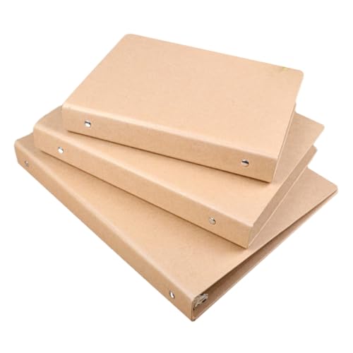 jojofuny 3 Stück Bindemittelschale Notizbuch tragbar Bindegürtel Binder Sammelbuchbinder Hard-Hand-Kontoabdeckung a5 Ordner harte Scrapbook-Hülle Blindabdeckung A4 Ordner Kraftpapier Khaki von jojofuny