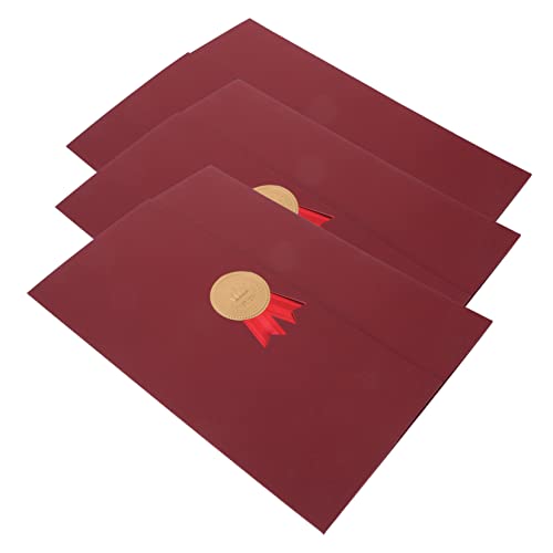 jojofuny 3 Stück Ehren urkunde ordner dokumentenmappe ordnee Urkundenmappe Urkundenumschlag Zertifikat Andenken Pr Hochzeit briefumschläge Papier-Award-Cover Dokumentenhüllen aus Papier von jojofuny