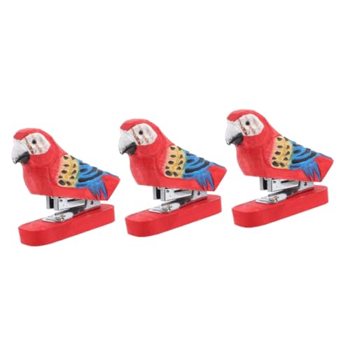 jojofuny 3 Stück Holz Tier Stapler Kreativer und Dekorativer Hefter aus Holz für Büro und Zuhause Wiederverwendbar Lustiges Design für Freunde und Familie von jojofuny