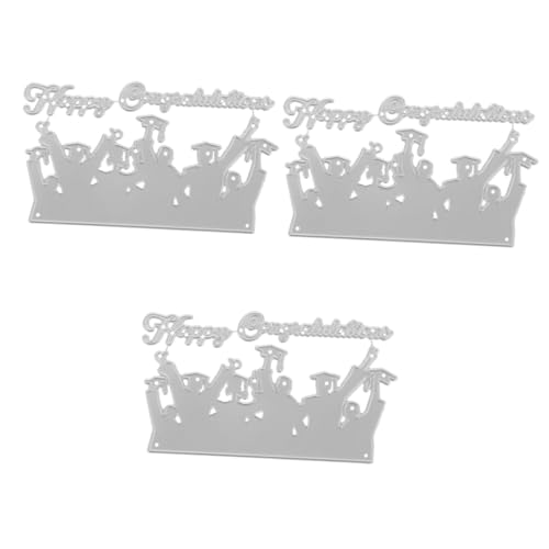 jojofuny 3 Stück Metallmesserform Absolventen-Stanzformen Sammelalbum Karte funkeln gestanzt Stanzform für Papierhandwerk DIY handwerk stanzschablone Kohlenstoffstahl Silver von jojofuny