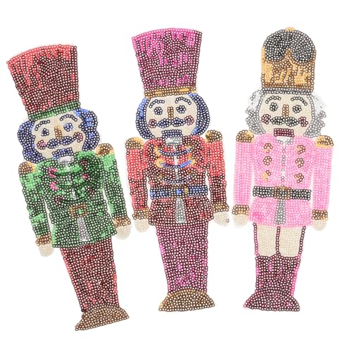 jojofuny 3 Stück Teiliges Pailletten Krippenfigur Stoffaufnäher mit Selbstklebenden Kompakten Aufbügelflicken für Jacken Mäntel und DIY Kleidung Dekoration Hautfreundlich und Langlebig von jojofuny