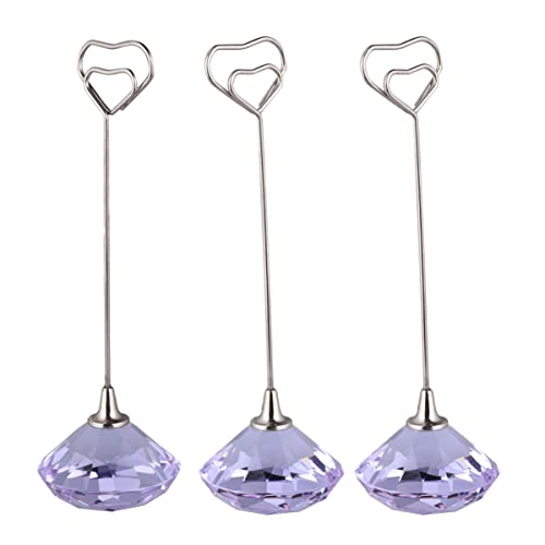 jojofuny 3 Stücke Herzform Memo Clip Halter mit Kristallbasis Stabiler Zettelhalter für Zuhause Büro Hochzeiten und Partys von jojofuny