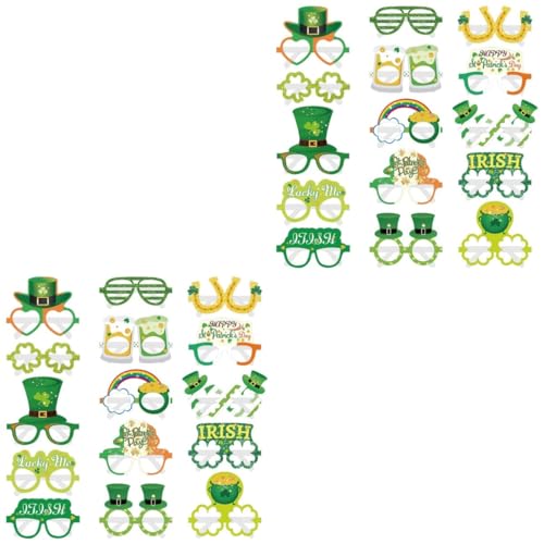 jojofuny 30 Stk Irische Papiergläser Fotorequisiten Zum Irischen Tag St Patricks Day Brille St. Patrick Day Brille Kleeblatt-foto-requisiten Kleebrille Partybrillen Glücklich Brillengestell von jojofuny