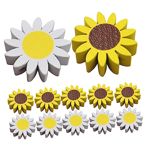 jojofuny 30 Stück Girlande aus Holzperlen Dekorationen Hochzeit Reiz schmuck Bastelperle aus Holz Gänseblümchen-Blumenperle Holzperlen für Armbänder Sonnenblumen lose Perlen Zufällige Farbe von jojofuny