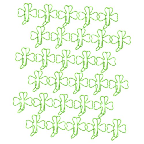 jojofuny 30 Stück Grüne Büroklammern in Kleeblatt Form Dekorative Lesezeichenclips aus Farbige Dicke Papierklammern für Dokumente Ordner und Büroorganisation Vielseitige Schreibtisch von jojofuny