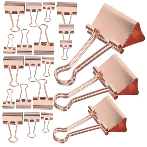 jojofuny 30 Stück Metallordner Büroklammern Clips Mini-Bindeklammern Büroklammer zum Organisieren Heftklammern in kleiner Größe Binderclip Drahtklammer aus Metall Papierclips Roségold von jojofuny