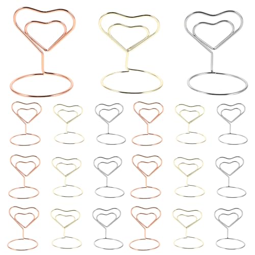 jojofuny 30 Stück Mini-Tischkartenhalter in Herzform, Tischnummernständer, Tischkartenständer, Foto-/Bildhalter, Memo-/Menü-Clips für Hochzeit und Geburtstag von jojofuny