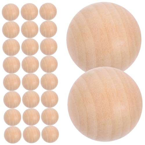 jojofuny 30 Stück Runde Holzkugeln Lotus Holz für DIY und Basteln Ungebohrte Holzperlen für Schmuckherstellung und Heimdekoration von jojofuny