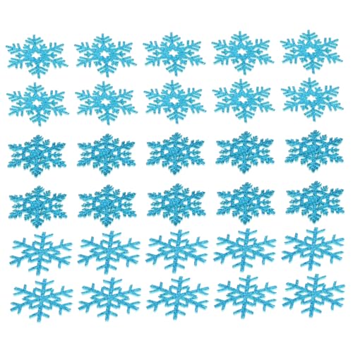 jojofuny 30 Stück Teiliges Schneeflocken DIY Patch zum Aufbügeln Blaue Applikationen mit Zweig und Sternmotiven Vielseitig für Kleidung Taschen Hüte Handgemachte Textil Dekoration von jojofuny