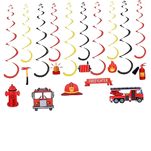 jojofuny 30 Stück Wirbel-hängedekorationen Zum Thema Feuerwehr Pvc-spiralbaumler Für Kinderparty-dekoration Decken- Und Raumdekorationen von jojofuny