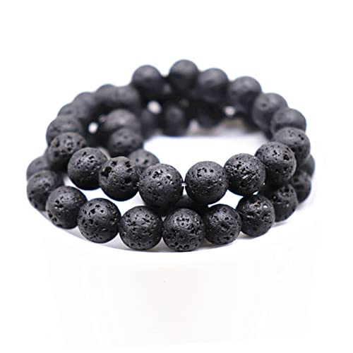 jojofuny 300 Stück Schwarze Lava Perlen Runde Vulkangestein Perlen für Schmuckherstellung Einfache Spacer Beads für Diy und Armbänder von jojofuny