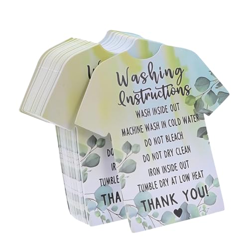 jojofuny 300 Stück Waschanleitungskarten für Hemden: Stoffanhänger – Anleitungskarte zum Waschen von Hemden – Pflegehinweise zum Waschen von T-Shirts – Wäscheetiketten von jojofuny