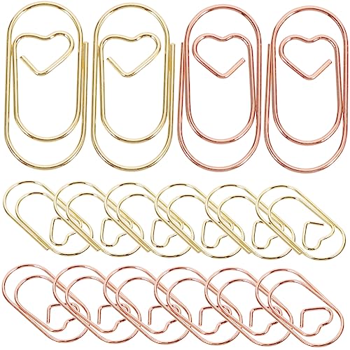 jojofuny 30Stücke Herzförmige Büroklammern aus Teiliges Roségold und Clips für Dokumente und Kreative Bastelprojekte Langlebig und Verformungsbeständig von jojofuny