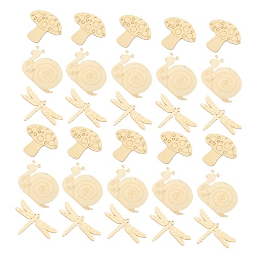 jojofuny 30Stücke Holzscheiben DIY Holzchips Schnecken und Libellenform Bastelmaterial für Heimwerker Unvollendete Holzscheiben zum Dekorieren und Gestalten von jojofuny