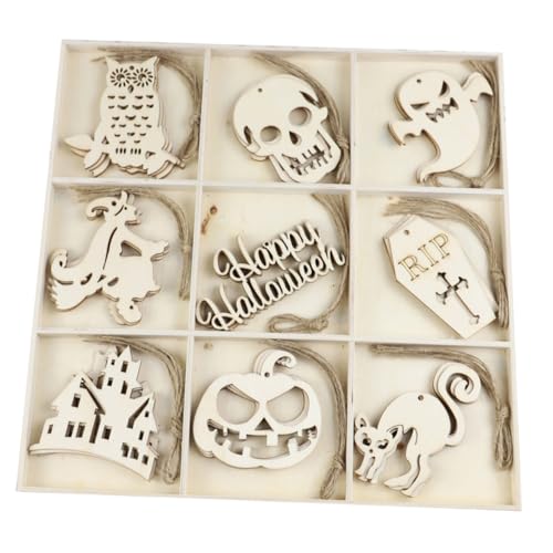 jojofuny 36 STK. Teiliges Holzanhänger Verschiedenen Halloween-Motiven Leichte und Langlebige DIY Holzscheiben Bastelanhänger Dekorative Holzplättchen für Halloween Dekoration Praktische von jojofuny