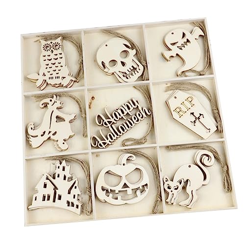 jojofuny 36 Stück Holz Dekorative Anhänger Diy Halloween Bastelbedarf Ausgehöhlte Holzfiguren für Kreative Deko Projekte für Partys und Feiertage von jojofuny