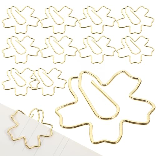 jojofuny 36 Stück Notizbuch Dekorationsklammern Geformte Lesezeichen Schreibwaren Büroklammern Blüten Memo Clips Verschiedene Büroklammern Scrapbooking Papierklammern Rosa Goldene von jojofuny