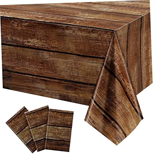 jojofuny 3Pcs Tischdecke Vintage Tischdecke Kunststoff Tischdecke Einweg Holzdekor Landhausstil Tischdecke Rustikale Hochzeitsdeko Tischdecken Für Partys Schöne Tischdecke Hübsch von jojofuny