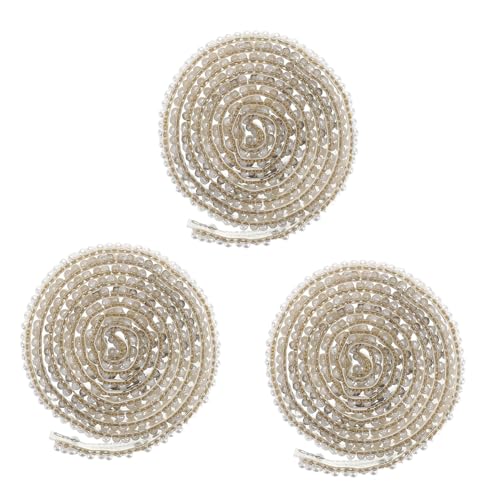 jojofuny 3Rollen Selbstklebendes Strasssteine Dekorationsband Perlenrhinestone Luxuriöses Bling Bastelband für Hochzeit Geburtstag DIY Geschenkverpackung von jojofuny