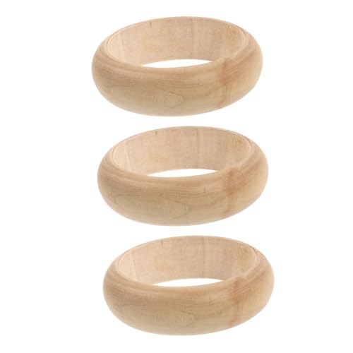 jojofuny 3Stücke DIY Holzringe für Schmuckherstellung Natürliche Unvollendete Holzarmbänder zum Basteln für Kreative Projekte und Personalisierte Designs von jojofuny