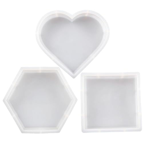 jojofuny 3Stücke Teiliges Silikon Gießform für DIY Bastelarbeiten Hexagon und Herz Formen Flexiblem Langlebigem Silikon für Handgefertigte Projekte und Epoxidharz Anwendungen von jojofuny
