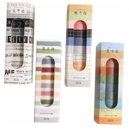 jojofuny 4 Boxen Washi Tape Dekoratives Klebeband für Scrapbooking und Diy Designs Leicht Ablösbar für Kunstprojekte und Tagebuchgestaltung von jojofuny