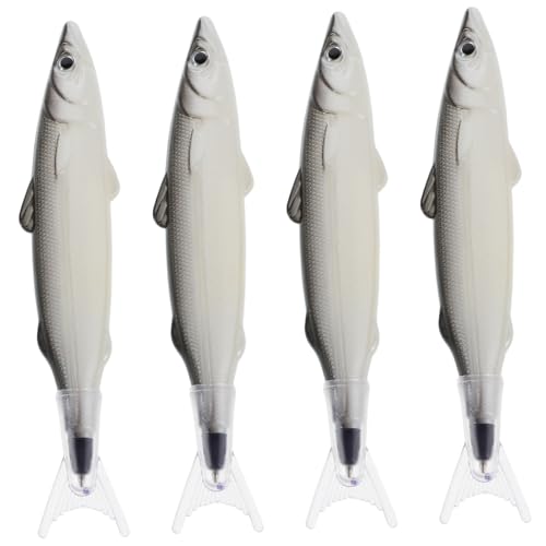 jojofuny 4 Lustige Kugelschreiber in Fischform: Einzigartige Schreibstifte Mit Meerestieren – Schreibwaren Für Schule, Büro Und Partygeschenke von jojofuny