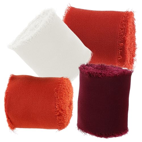 jojofuny 4 Rollen Chiffonband Rolle Geschenkband für Hochzeit Brautstrauß Dekoration DIY Basteln mit Handgerissenen Fransen Rot Vintage Geschenkbox Schleifenband jojofuny 4 Rollen Chiffonband Rolle Geschenkband für Hochzeit Brautstrauß Dekoration DIY Basteln mit Handgerissenen Fransen Rot Vintage Geschenkbox Schleifenband von jojofuny
