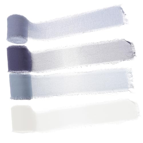 jojofuny 4 Rollen Diy Schleifenband Chiffon Bänder für Hochzeit Bastelprojekte und Dekorationen pro Rolle Blau und Grautönen für Brautsträuße und Einladungen von jojofuny