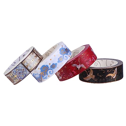 jojofuny 4 Rollen Diy Washi Tape Set mit Heißer Stempelfolie Zufällige Muster für Scrapbooking und Dekoration Dekorative Klebebänder für Kunst und Bastelprojekte von jojofuny