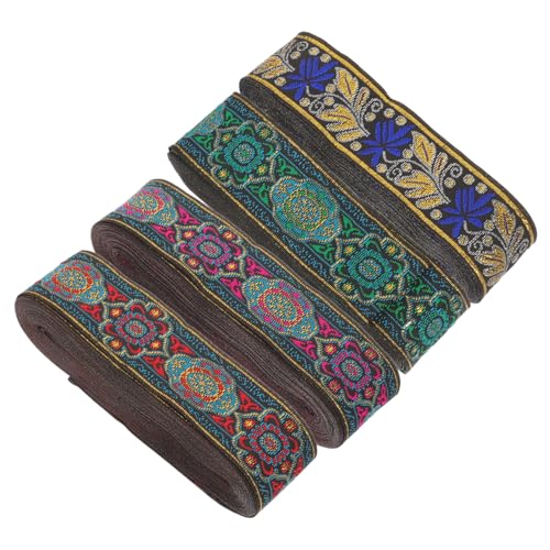 jojofuny 4 Rollen Ethnische Polyesterbänder mit Feiner Stickerei Dekorationsbänder für Diy Projekte Geschenkverpackungen und Bekleidungsaccessoires jojofuny 4 Rollen Ethnische Polyesterbänder mit Feiner Stickerei Dekorationsbänder für Diy Projekte Geschenkverpackungen und Bekleidungsaccessoires von jojofuny