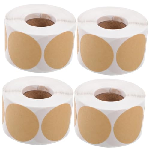 jojofuny 4 Rollen Etiketten aus Aufkleberpapier Zeitschriftenaufkleber süße Klebeetiketten klebrig Mehrzwecketikettenaufkleber Aufkleber mit Namensetiketten Aufkleber-Tags Kraftpapier von jojofuny