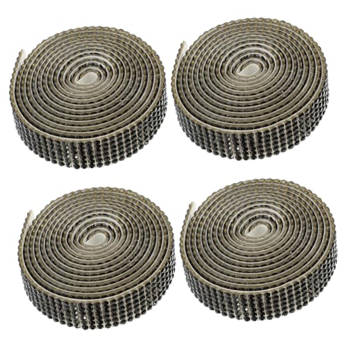 jojofuny 4 Rollen Glitzernde Strass Applikationen DIY Kleid Gürtel Schmucksteine Selbstklebend Hochzeitsdeko Robuste Textur Schwarz Reihen für Modeverzierung von jojofuny