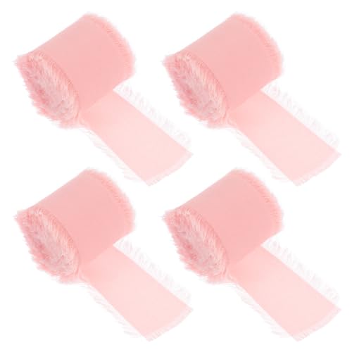 jojofuny 4 Rollen Handgemachte Fransenbänder Chiffon Hochzeitsdekoration Geschenkbänder Kreative Diy Designs Breit für Blumensträuße und Kuchenverpackungen von jojofuny