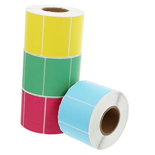 jojofuny 4 Rollen Selbstklebende Thermopapier Etiketten Beschreibbar Preisschilder für Markt Büro Organisation Farbige Aufkleber Langlebig von jojofuny