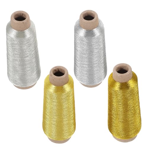 jojofuny 4 Rollen Stickfaden Goldfaden Stickerei Stich Herstellung Nähen Nähgarn Stickfadengarnfaden Multifunktions-stickgarn Praktische Nähfäden Bastelfaden Diy-fäden Stickgarne Kabel von jojofuny