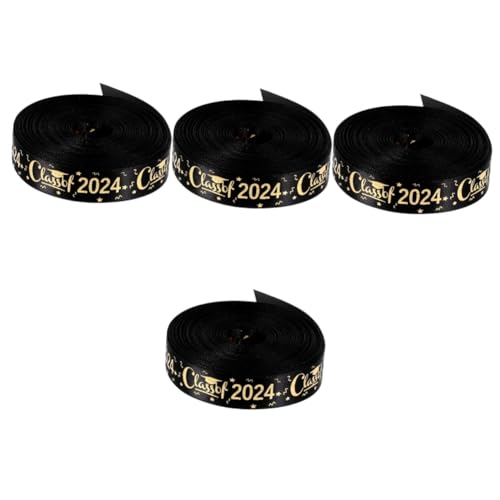 jojofuny 4 Rollen Verpackungsband Für Die Abschlusssaison Ästhetisch Abschluss-lei-dekorationen Schule Dünn Gruß Glitzerndes Goldband Abschlussband Wickeln Und Dekorativ Du Polyester Black von jojofuny