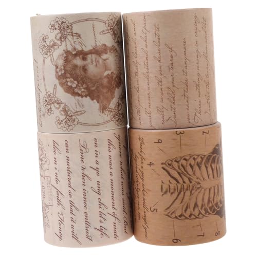 jojofuny 4 Rollen Washi Tape mit Vintage Mustern Dekoratives Klebeband für Scrapbooking Tagebuchgestaltung und Geschenkverpackung Vielseitig Einsetzbar für DIY Projekte von jojofuny