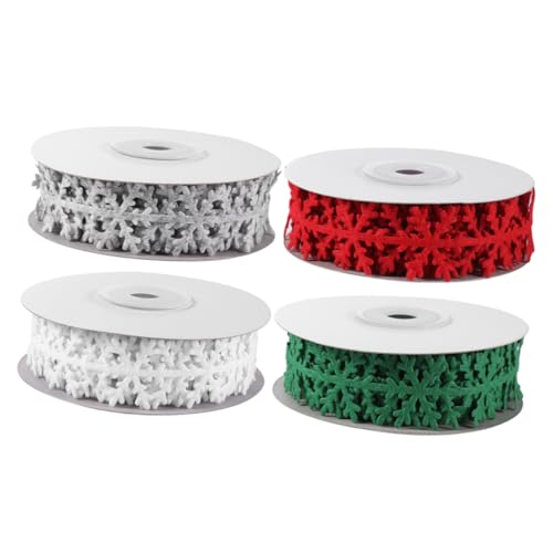 jojofuny 4 Rollen Weihnachtsgeschenkband Strapazierfähiges Bedrucktes Dekorationsband Rot Grün Weiß Vielseitig für DIY Geschenkverpackung und Weihnachtsdeko von jojofuny