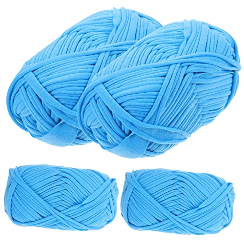 jojofuny 4 Rollen Wollknäuel Plüschgarn Füllgarn zum Häkeln Häkelstrickgarn Fäden zum Stricken von Taschen weiches Garn zum Häkeln Ball DIY garn stricken Deckengarn Bulk-Garn Polyester Blau von jojofuny
