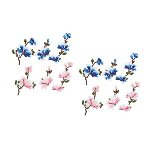 jojofuny 4 Sätze Blumen Aufnäher Himmelblauen Gestickten Magnolia Patches für Kleidung zum Aufbügeln und Dekorieren von Diy Projekten von jojofuny